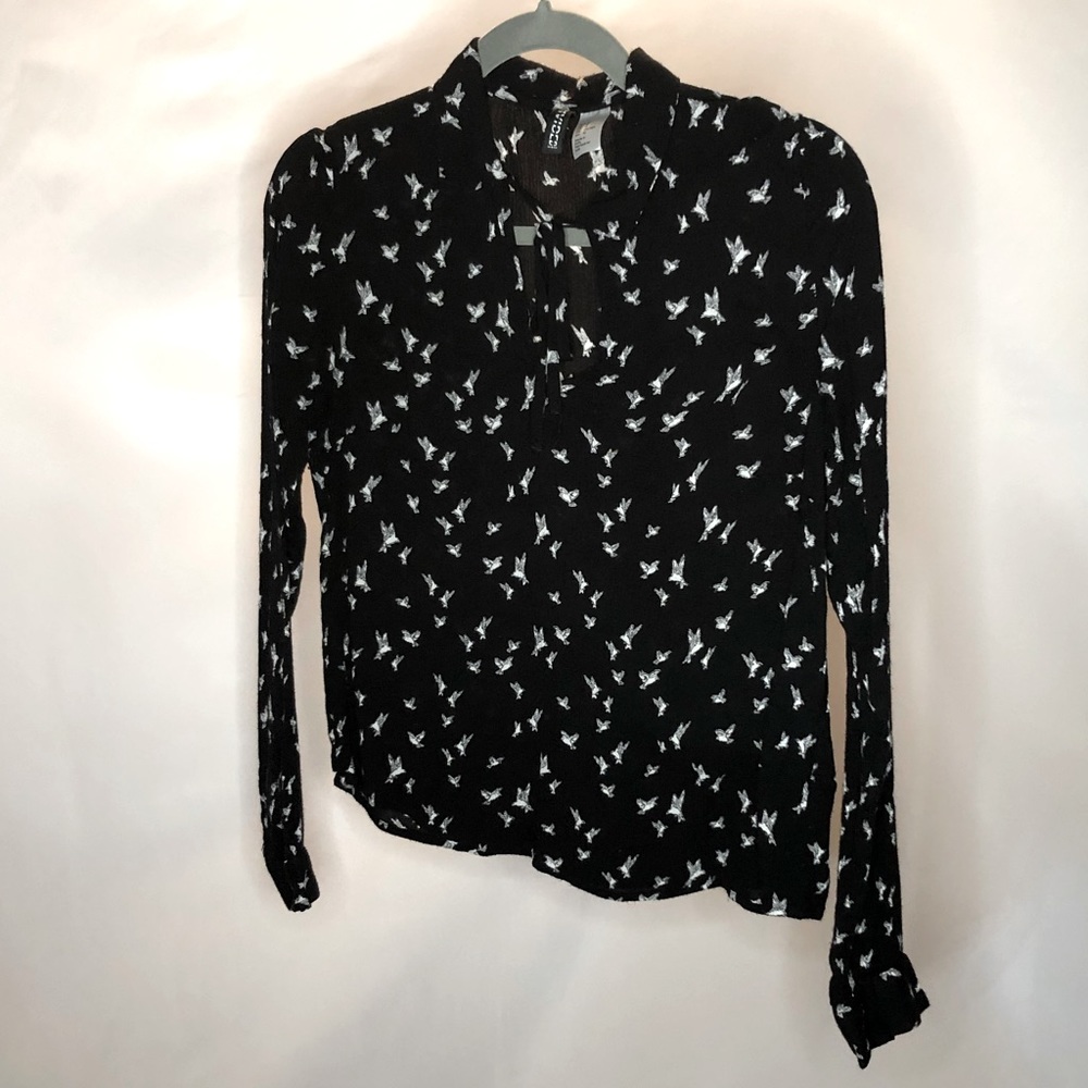 H&M Black & white birds Long sleeve